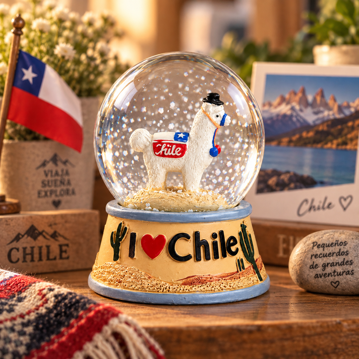 Esfera de Cristal Llama I Love Chile