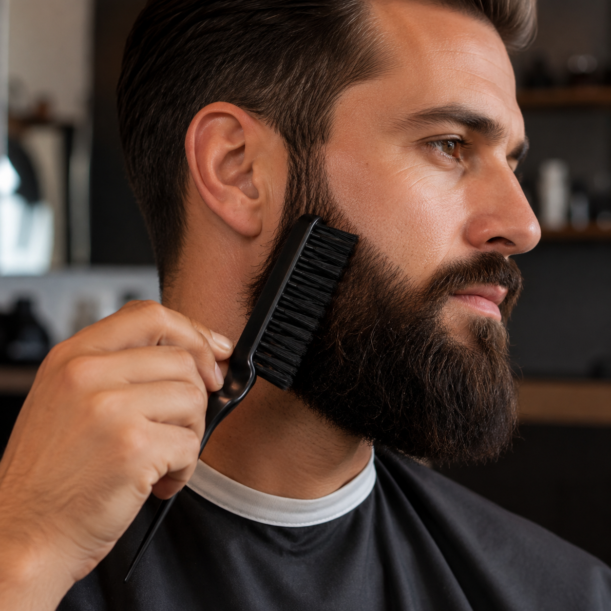 Cepillo pulidor de Barba 3 filas color negro
