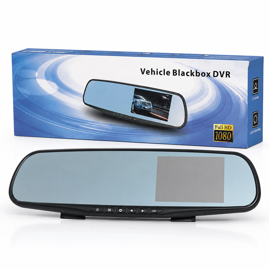 Espejo Retrovisor DVR Full HD 1080 con Cámara y Pantalla Integrada para Auto