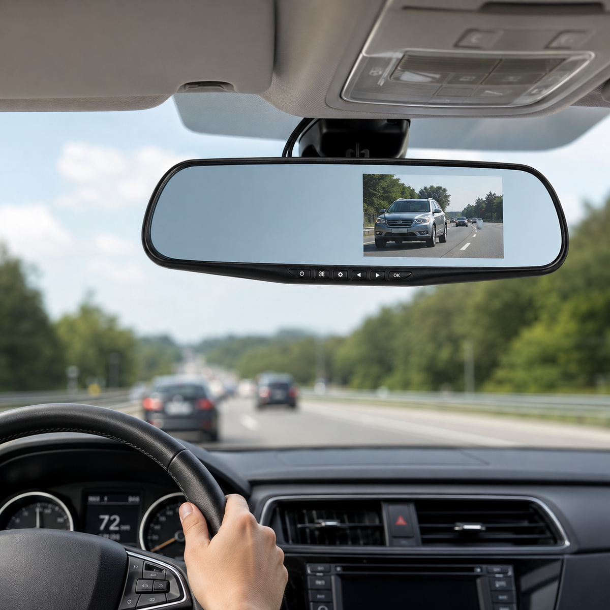 Espejo Retrovisor DVR Full HD 1080 con Cámara y Pantalla Integrada para Auto