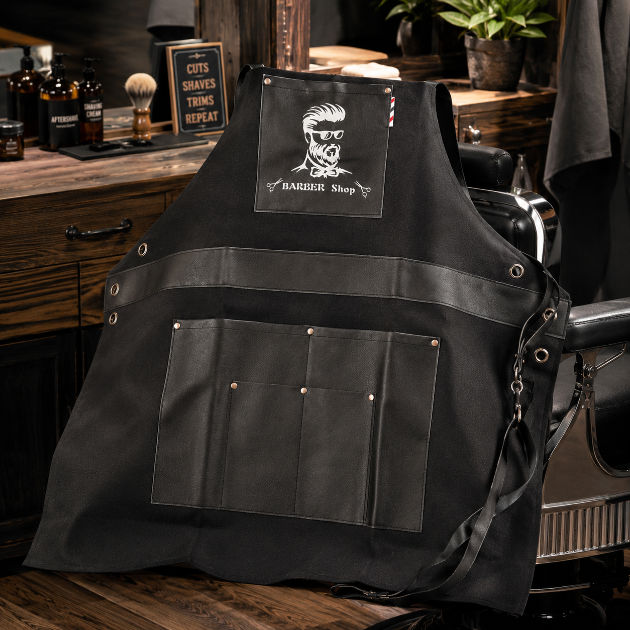 Delantal O Pechera Para Peluquero Barbero, Multiuso Negro