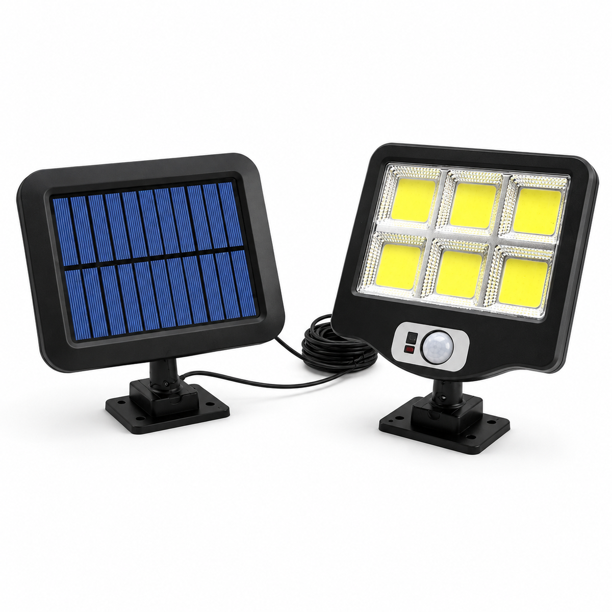 Foco Solar LED Exterior con Panel Separado y Sensor de Movimiento – 6 Luces COB