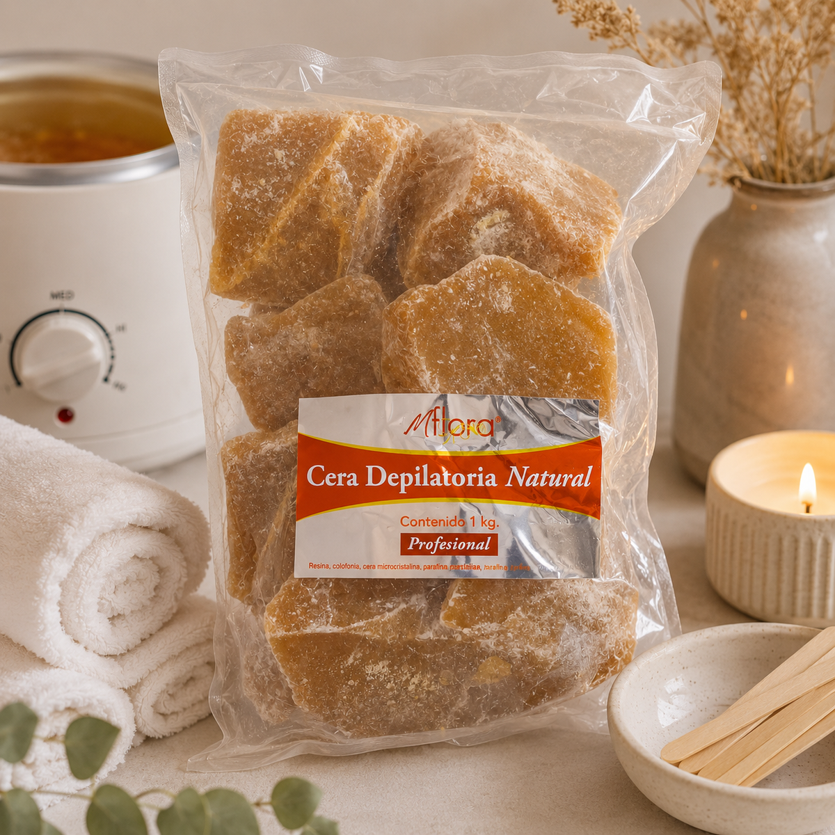 Cera Depilatoria Natural en Trozos 1 Kg – Formato Profesional
