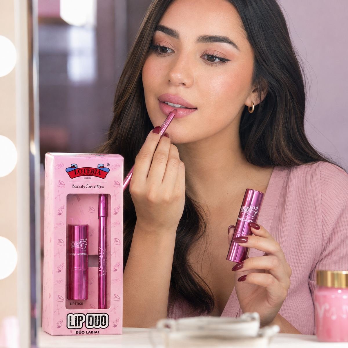 Dúo Labial Lotería Beauty Creations – Labial + Delineador
