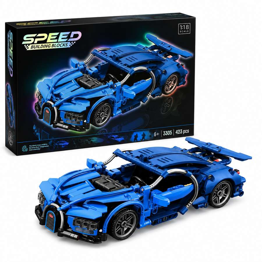 Auto Deportivo de Bloques para Armar – 423 Piezas | Escala 1:18