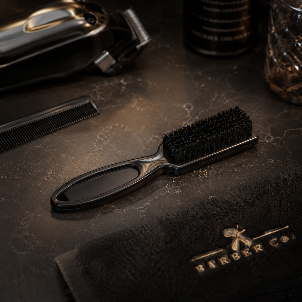 Cepillo Fade Pulidor Negro para Barbería – Limpieza y Acabado de Degradados