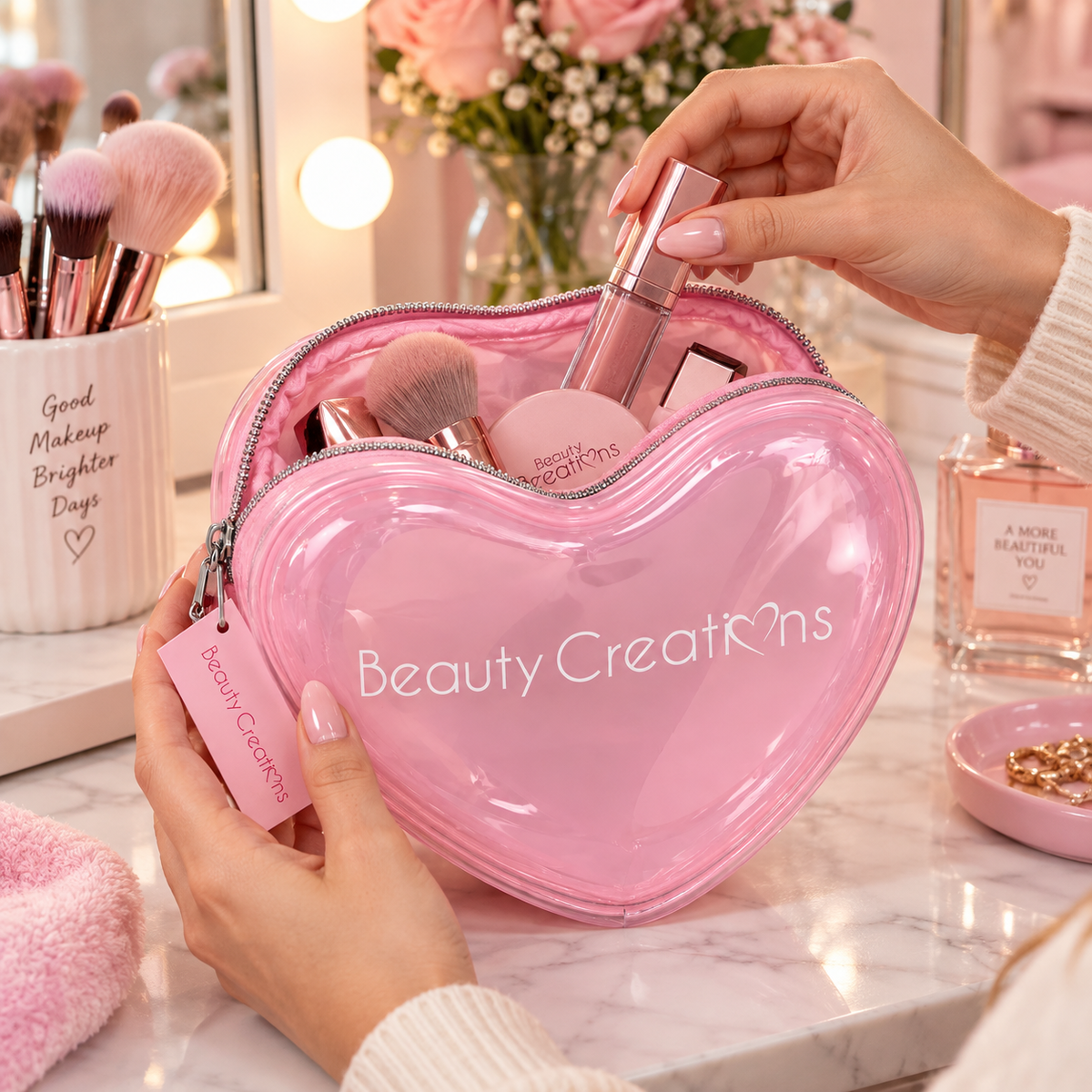 Estuche de Maquillaje Corazón Beauty Creations Rosa