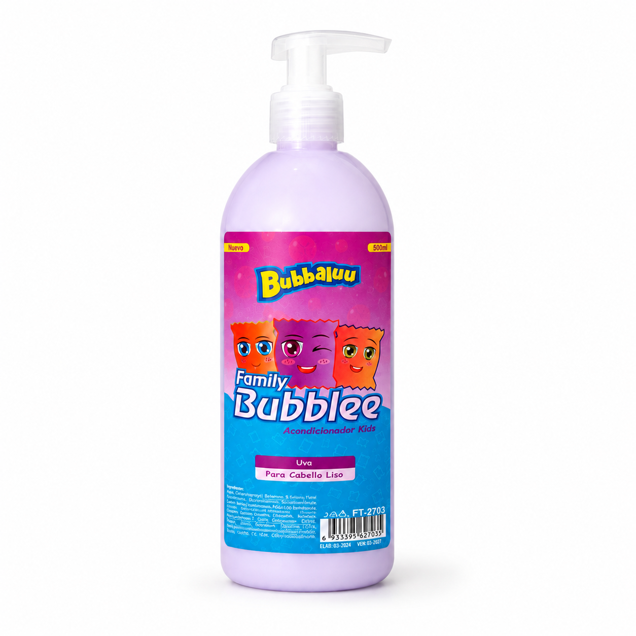 Shampoo y Acondicionador Bubblee Kids Uva Cabello Liso Bubbaluu