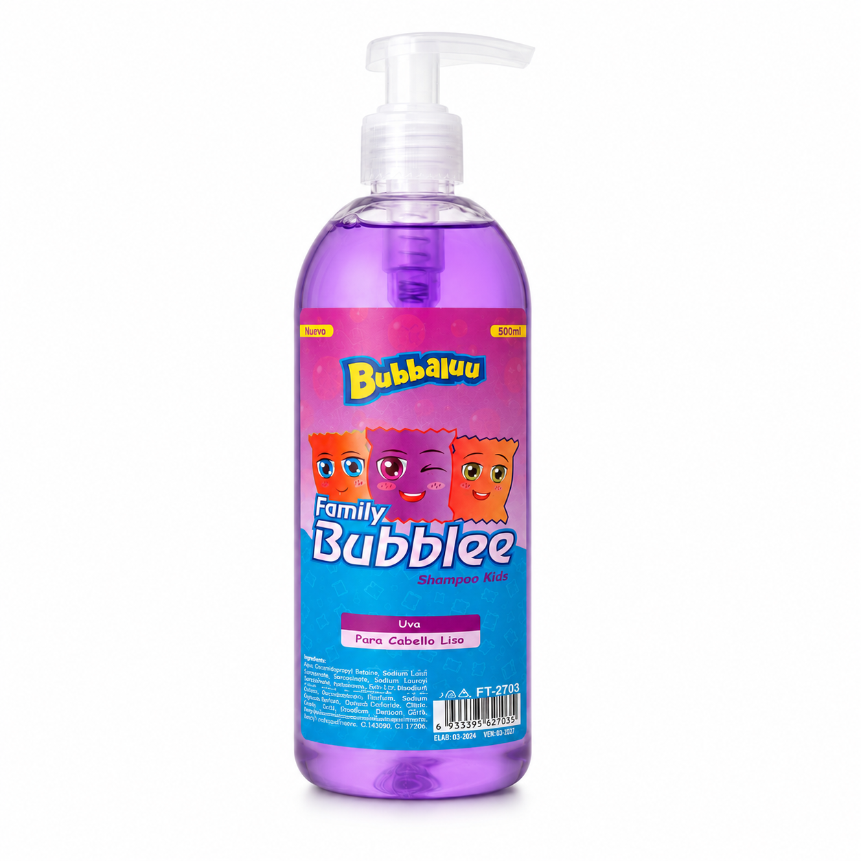 Shampoo y Acondicionador Bubblee Kids Uva Cabello Liso Bubbaluu