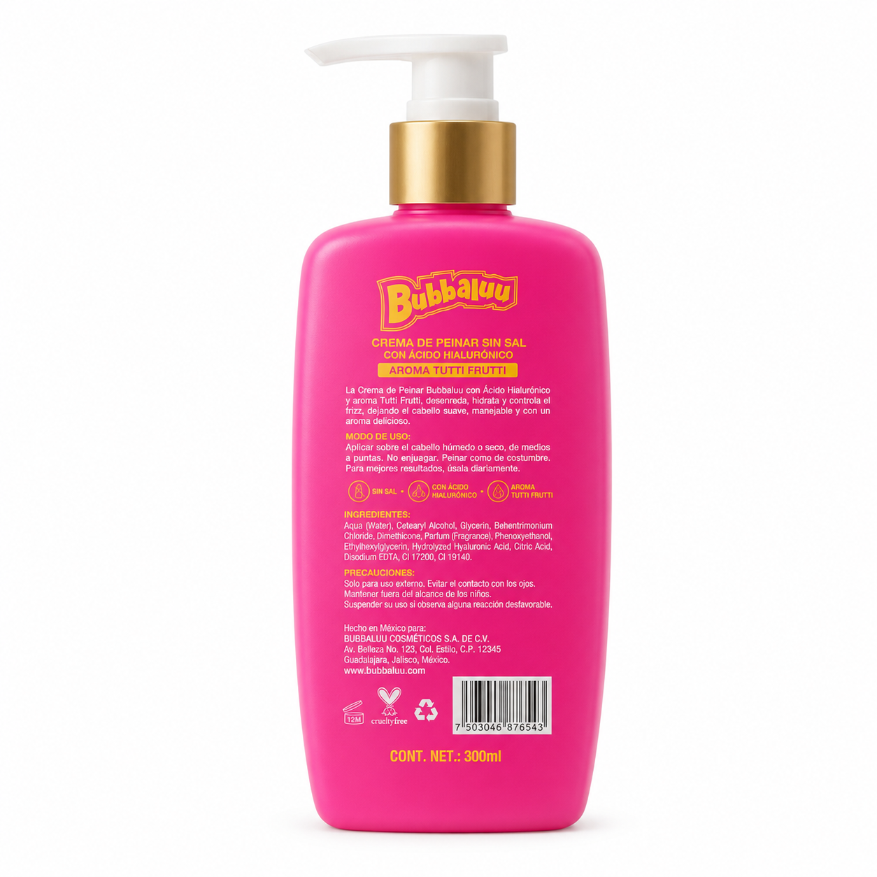 Crema de Peinar Bubbaluu Sin Sal 300ml