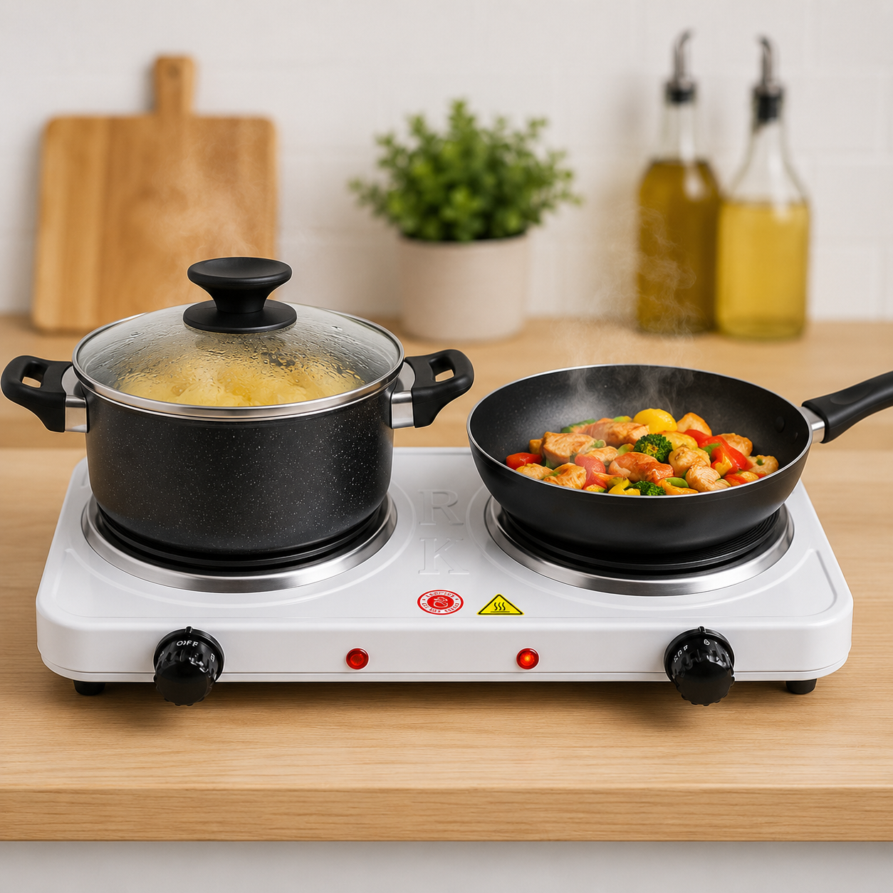 Encimera Hot Plate Blanca 2 Hornillas Portátil - vista 4 del producto
