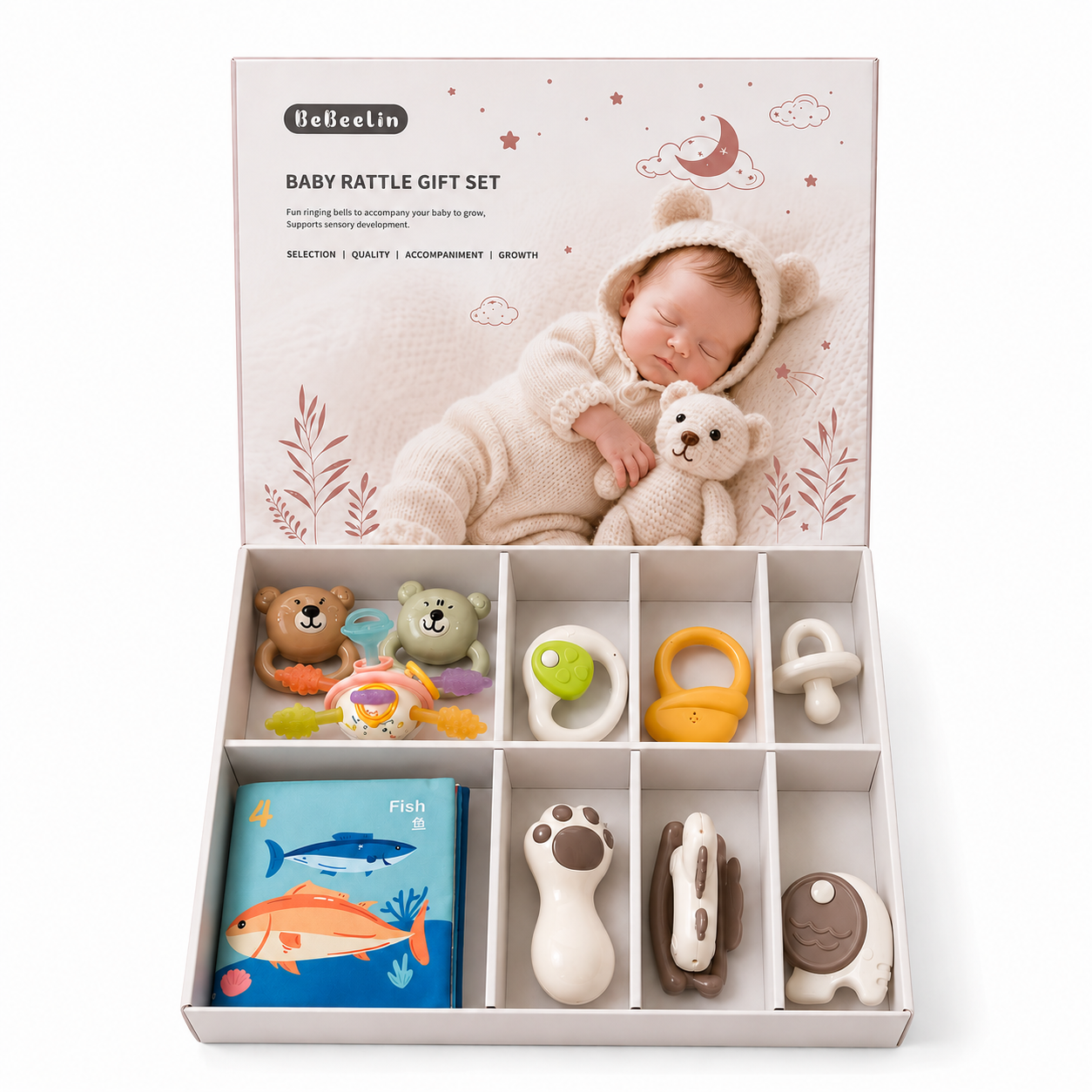 Set de Sonajeros y Mordedores para Bebé – Kit de Estimulación Sensorial y Regalo