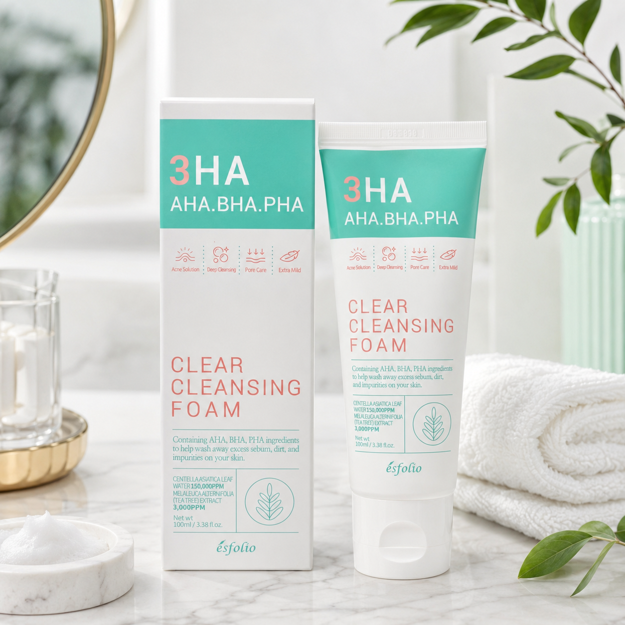 Espuma Limpiadora Facial Esfolio 3HA – Limpieza Profunda y Suave