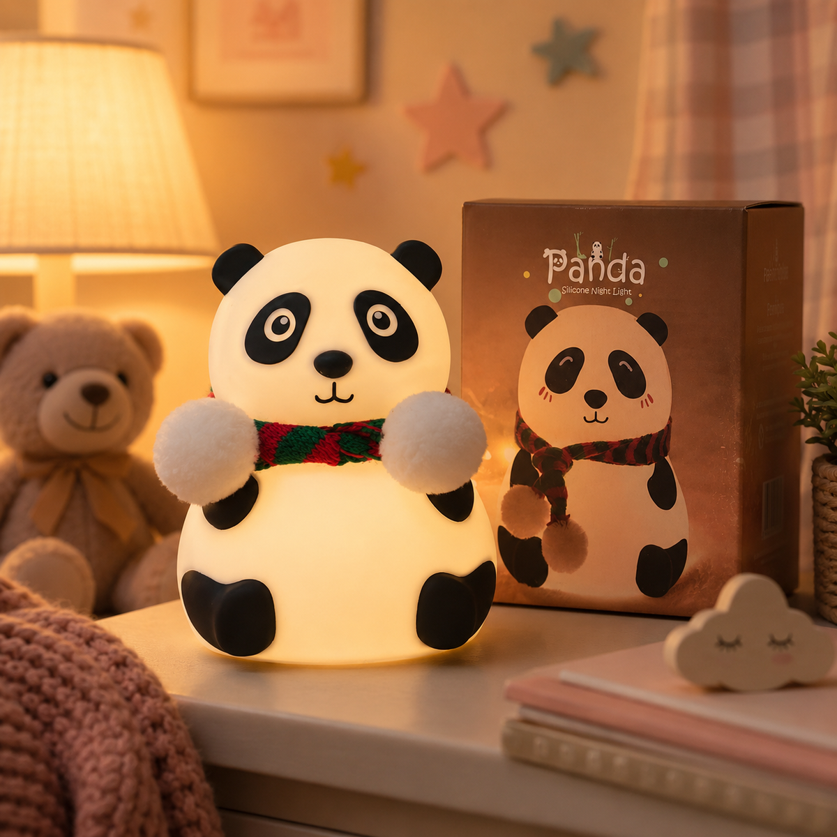 Lámpara Nocturna de Silicona Panda – Luz Multicolor y Diseño Adorable
