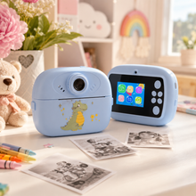 Cámara Infantil 2 en 1 con Impresión Instantánea – Diseño Dinosaurio