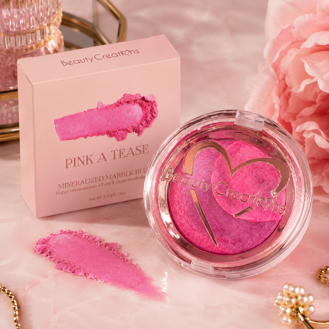 Rubor Mineralizado Marble Blush Beauty Creations – Color Luminoso y Natural
