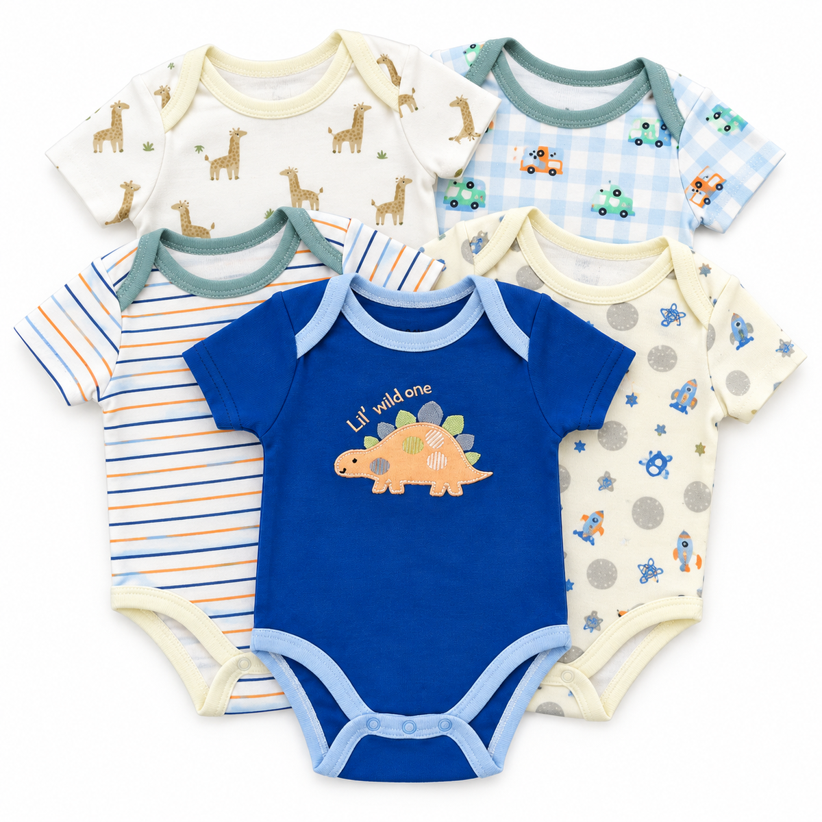 Set de 5 Bodys para Bebé Niño Talla 0–3 meses