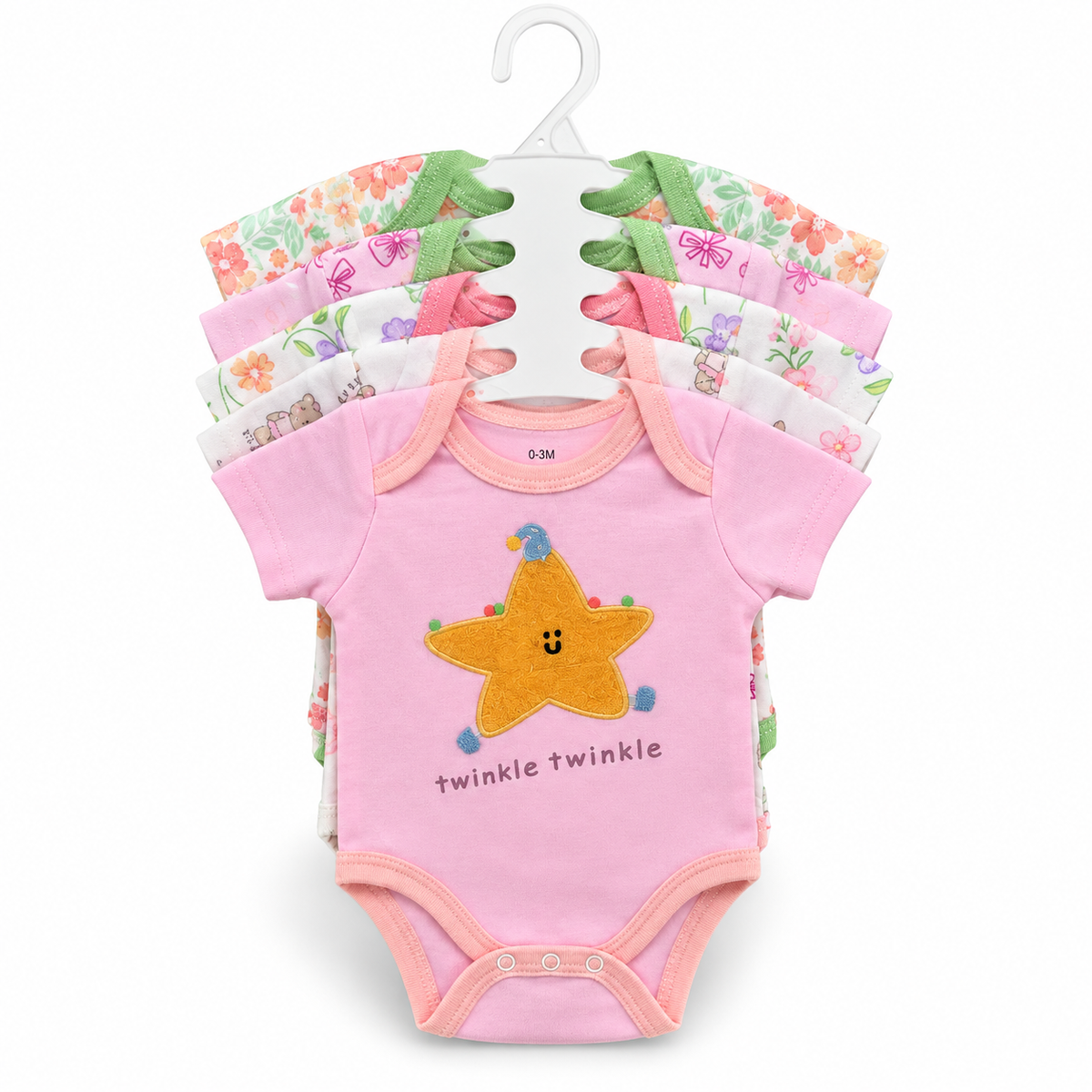 Set de 5 Bodys para Bebé Niña Talla 0–3 meses