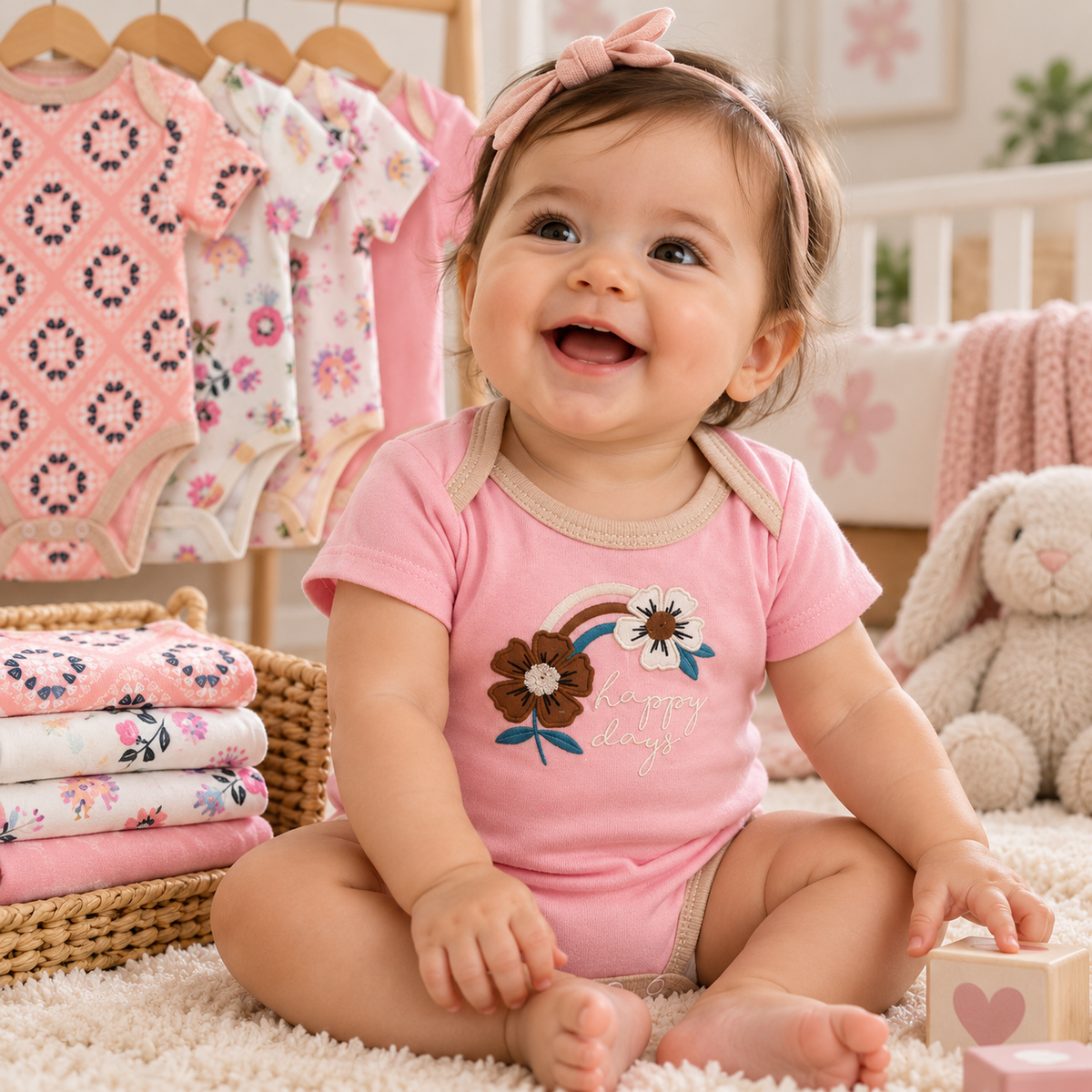 Set de 5 Bodys para Bebé Niña Talla 3–6 meses