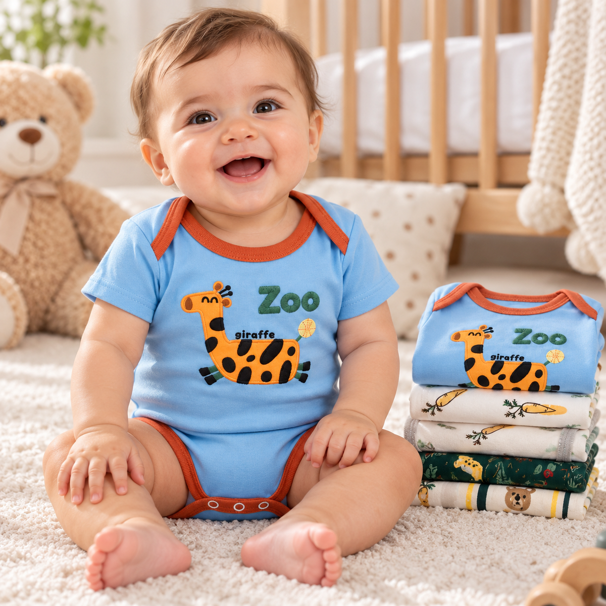 Set de 5 Bodys para Bebé Niño Talla 6–9 meses