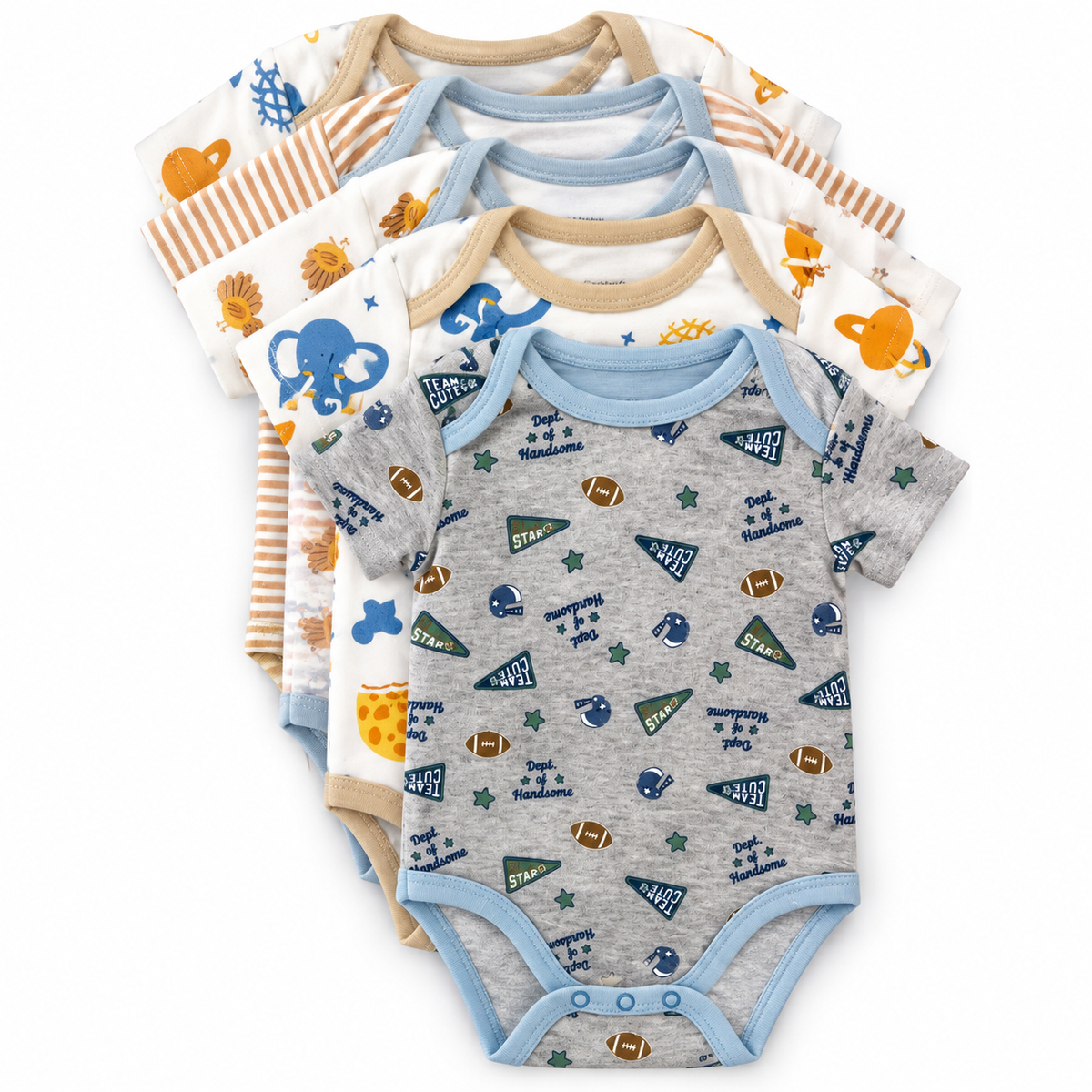 Set de 5 Bodys para Bebé Niño Talla 9–12 meses