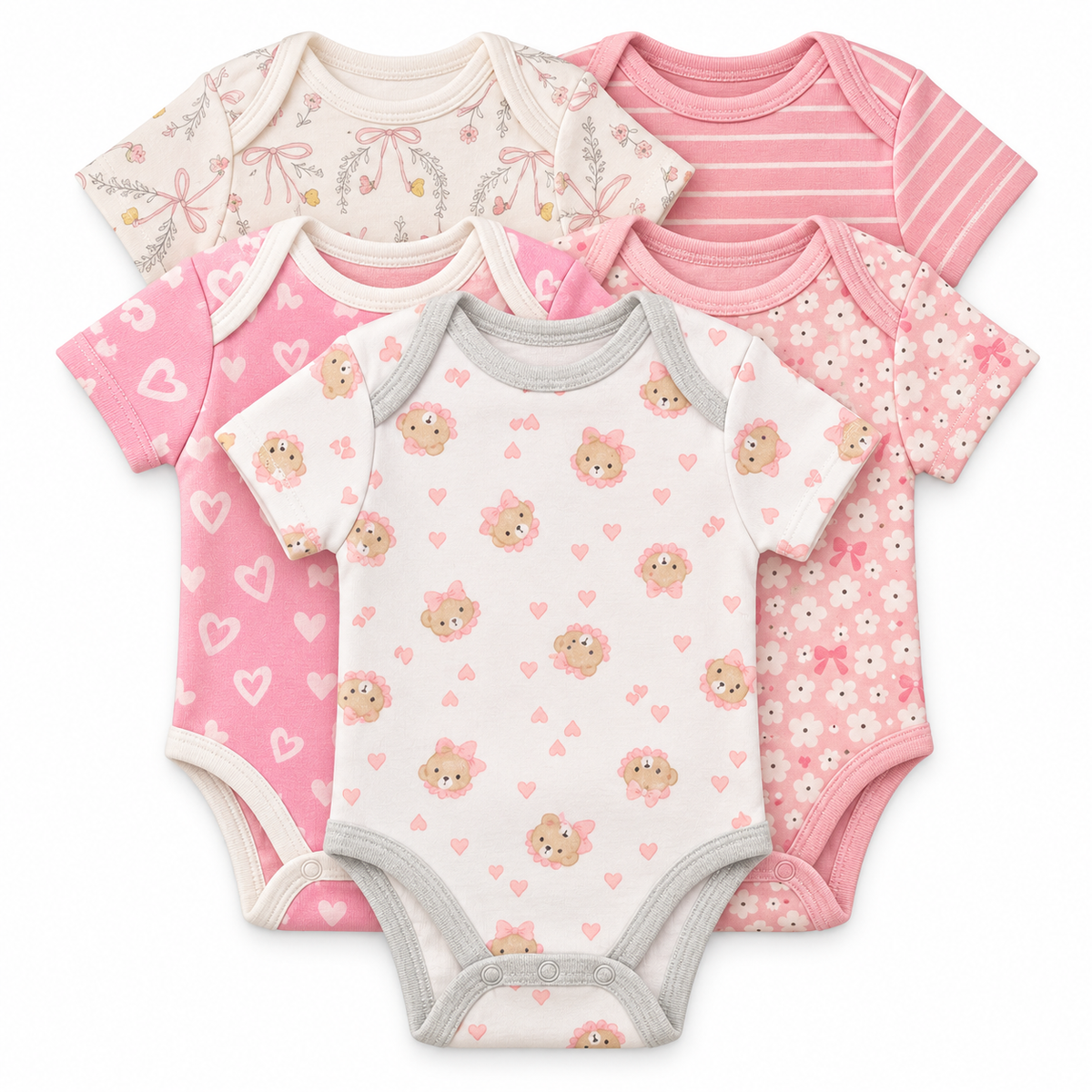 Set de 5 Bodys para Bebé Niña Talla 9–12 meses