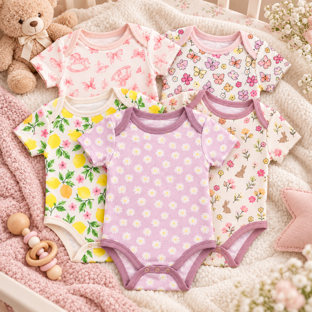 Set de 5 Bodys para Bebé Niña Talla 18 meses