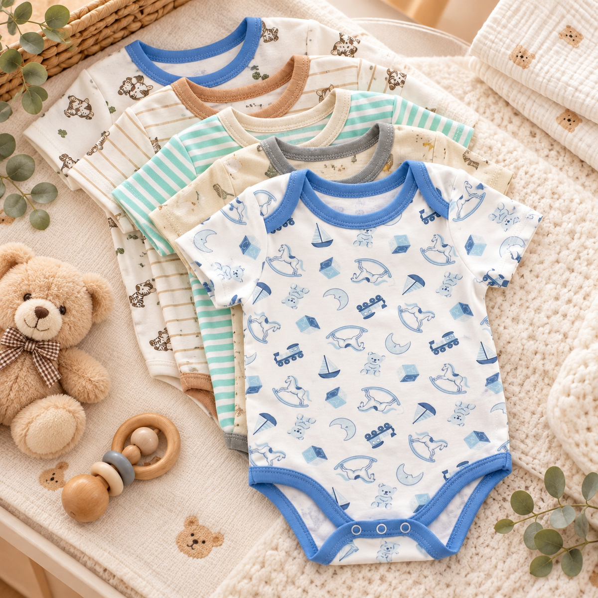 Set de 5 Bodys para Bebé Niño Talla 18 meses