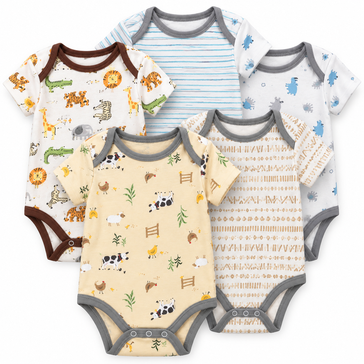 Set de 5 Bodys para Bebé Niño Talla 24 meses