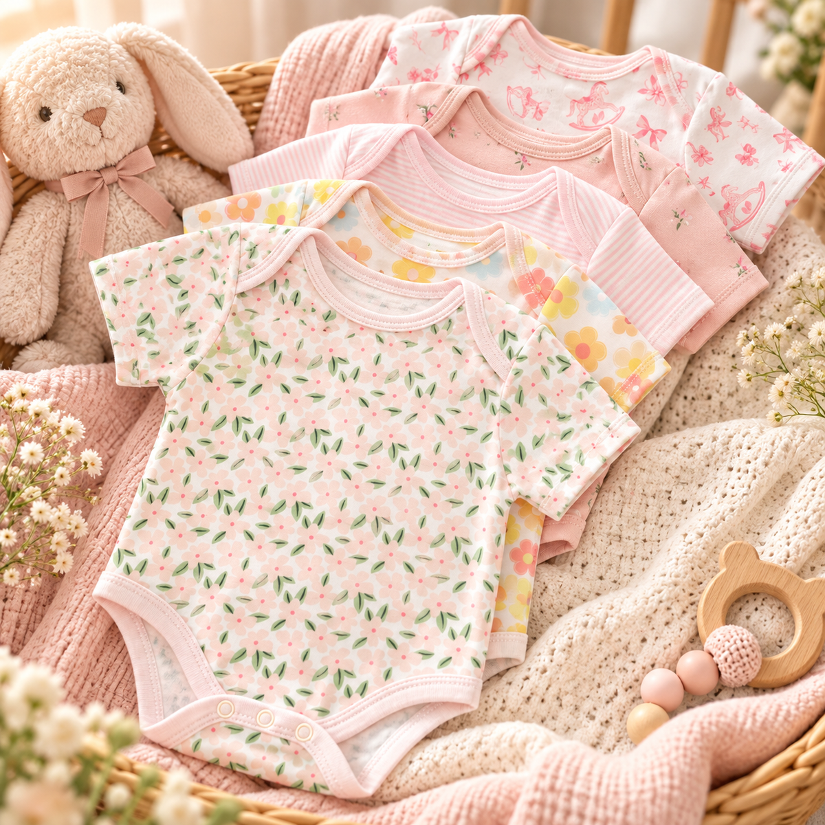 Set de 5 Bodys para Bebé Niña Talla 24 meses