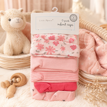 Set de 5 Gorritos para Bebé Little Alpaca Rosa Flor y Líneas