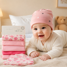 Set de 5 Gorritos para Bebé Little Alpaca Rosa Flor y Líneas