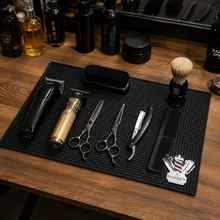 Alfombra Antideslizante para Barbería Cuadrada Negra con Puntos
