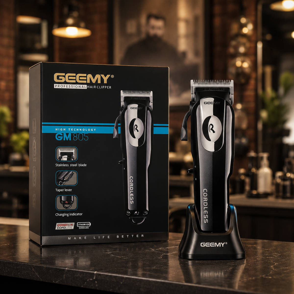 Cortadora de Cabello Inalámbrica Geemy GM-805 Roja