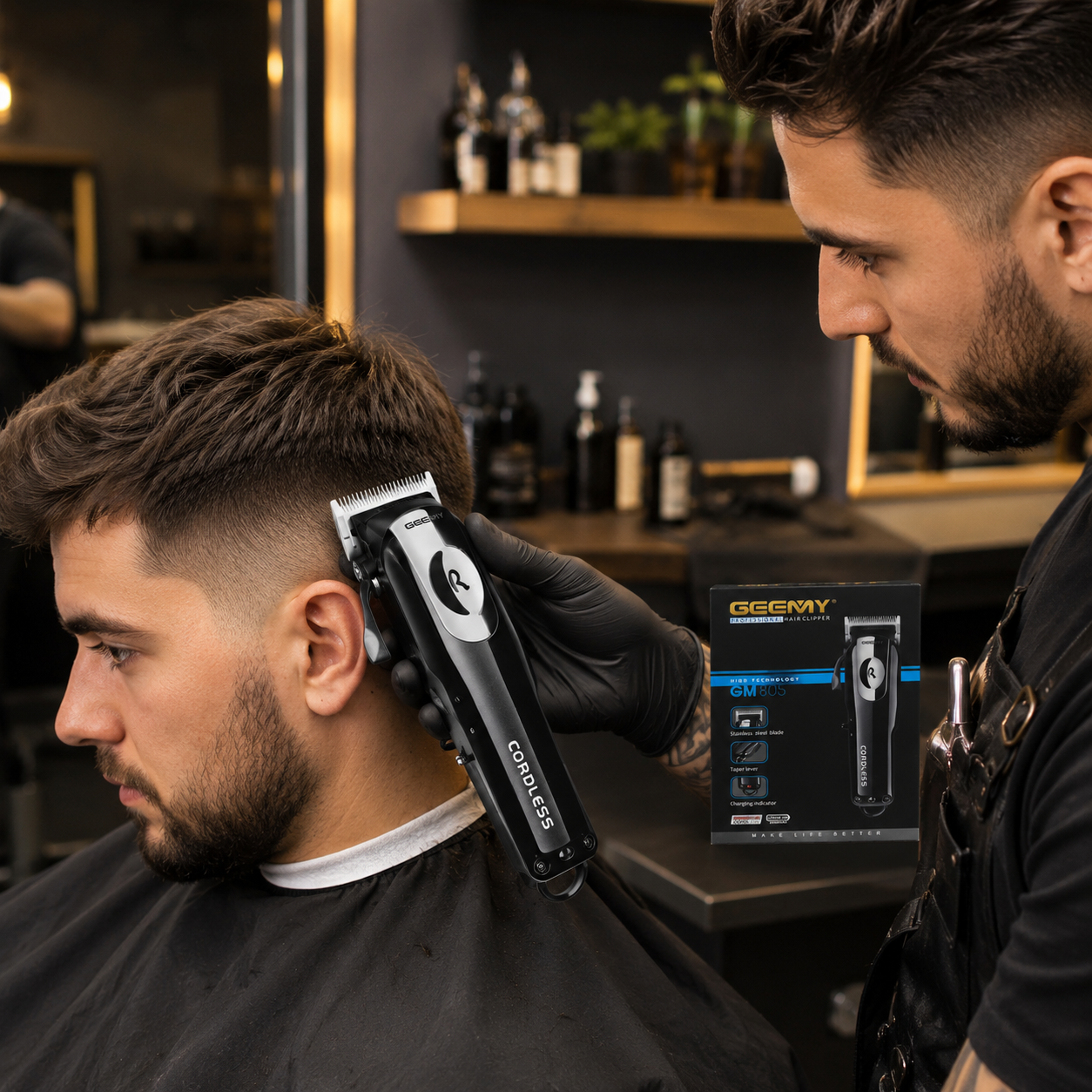 Cortadora de Cabello Inalámbrica Geemy GM-805 Roja