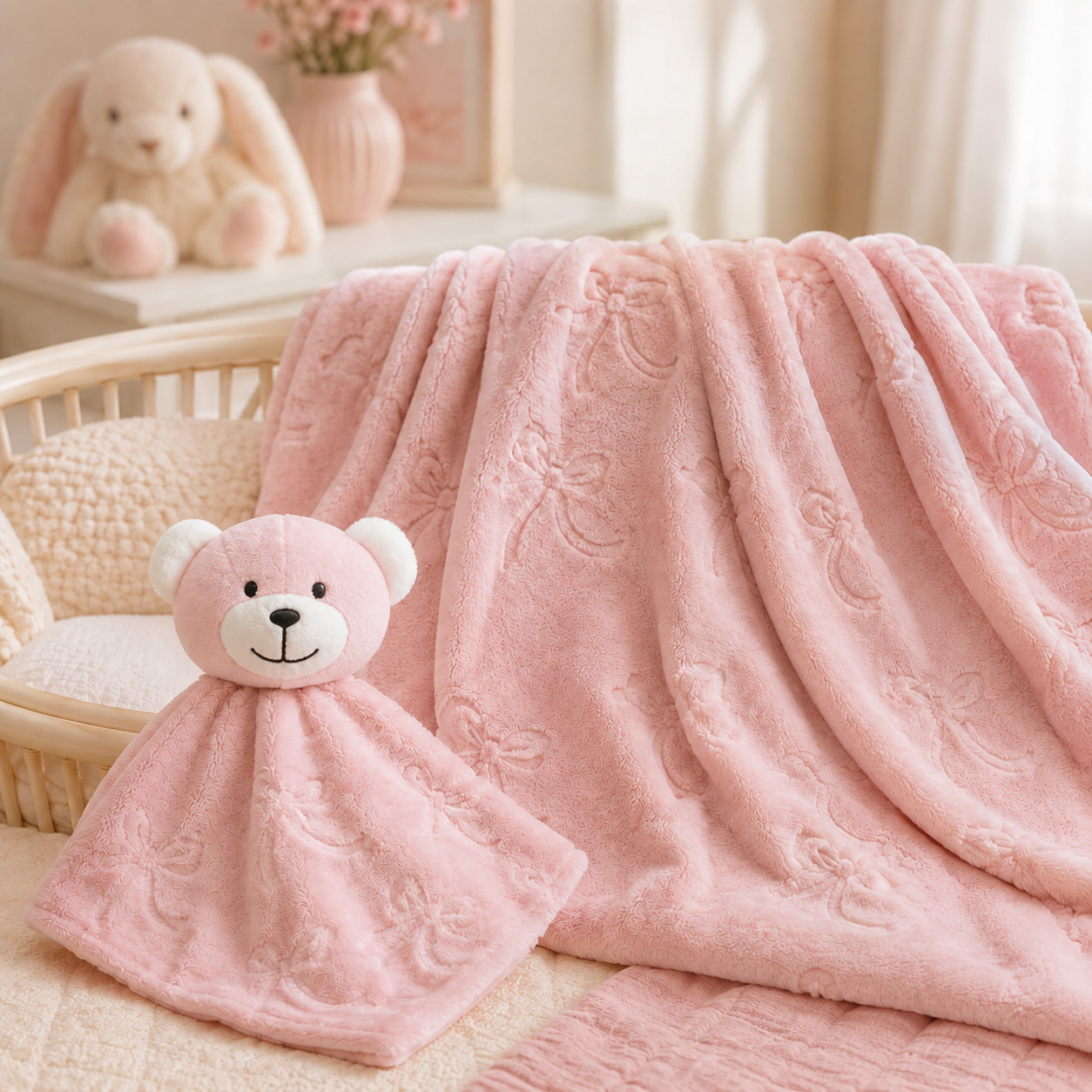 Manta para Bebé Rosa Oso 3D
