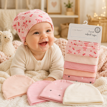 Set de 5 Gorritos para Bebé Little Alpaca Blanco Lazo y Triángulo