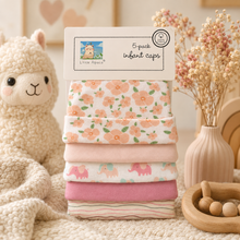 Set de 5 Gorritos para Bebé Little Alpaca Rosa Elefante y Líneas