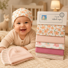 Set de 5 Gorritos para Bebé Little Alpaca Rosa Elefante y Líneas