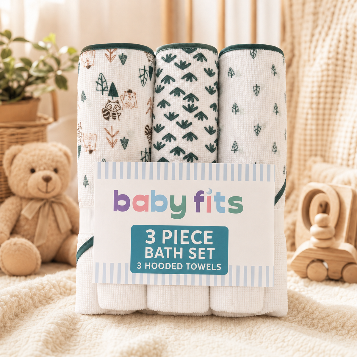 Set de Baño Bebé 6 Piezas Baby Fits Bosque Verde