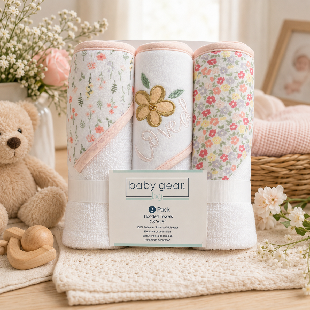Set de Baño Bebé 6 Piezas Baby Gear Flores
