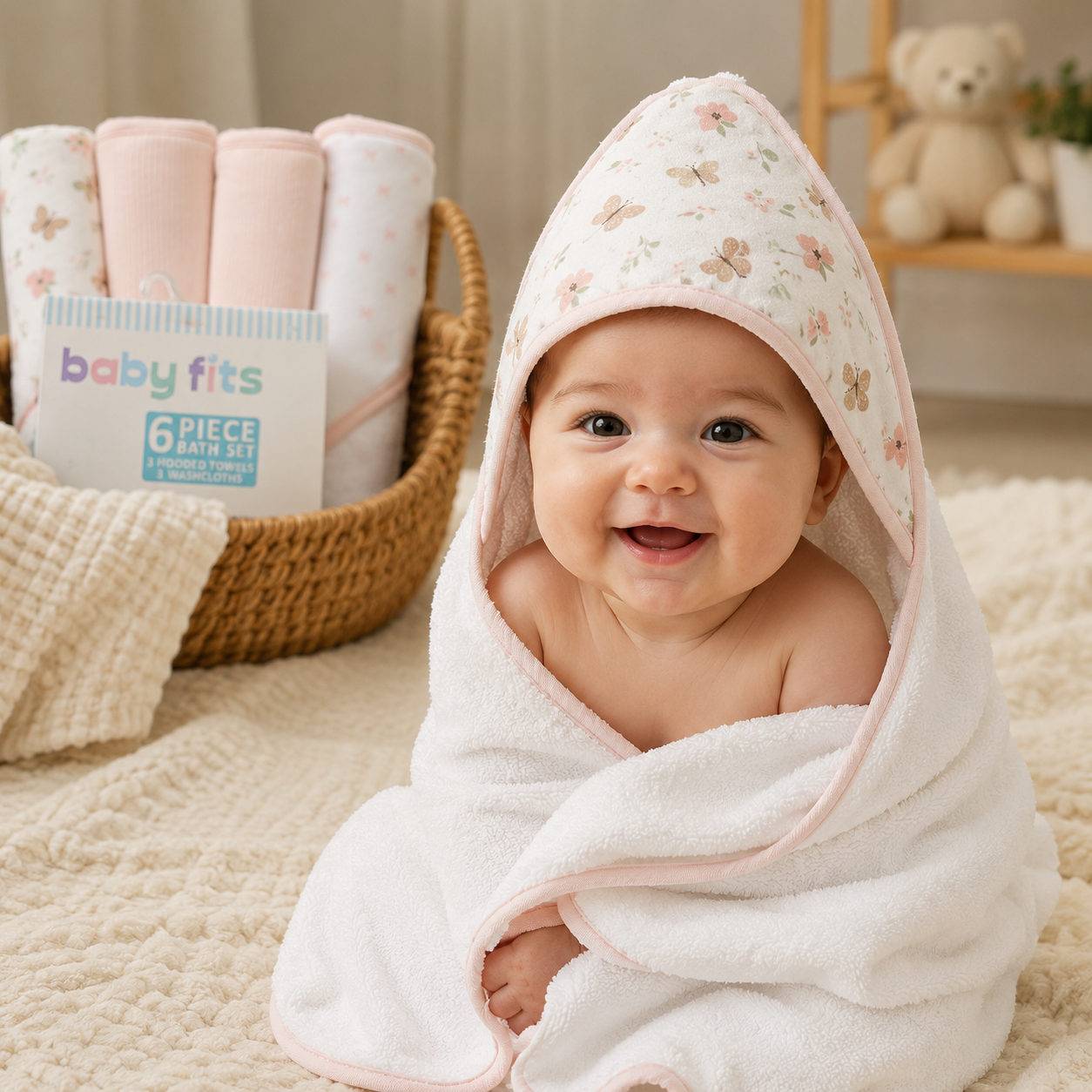 Set de Baño Bebé 6 Piezas Baby Fits Mariposa
