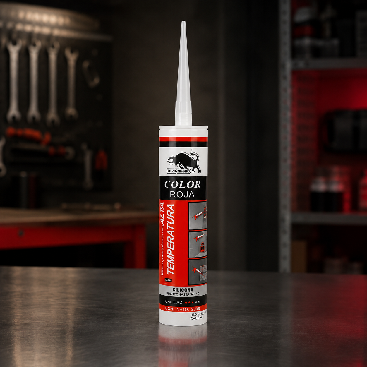 Silicona Roja Alta Temperatura 345º Color Rojo 300ml Sellante