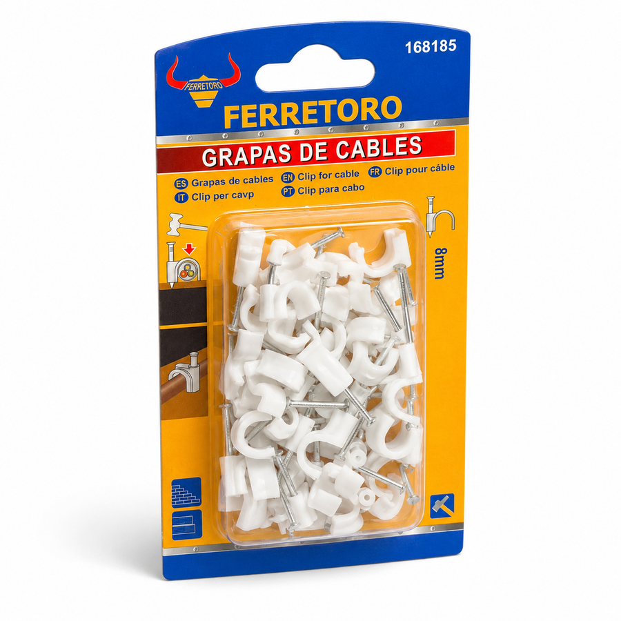 Grapas para Cable Ferretoro 8 mm Aprox. 48 Unidades