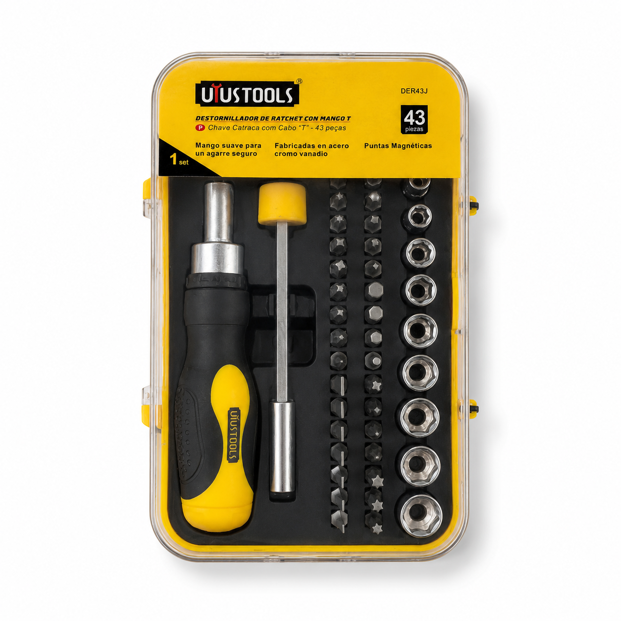Set de Destornillador Ratchet Uyus Tools con Mango T 43 Piezas