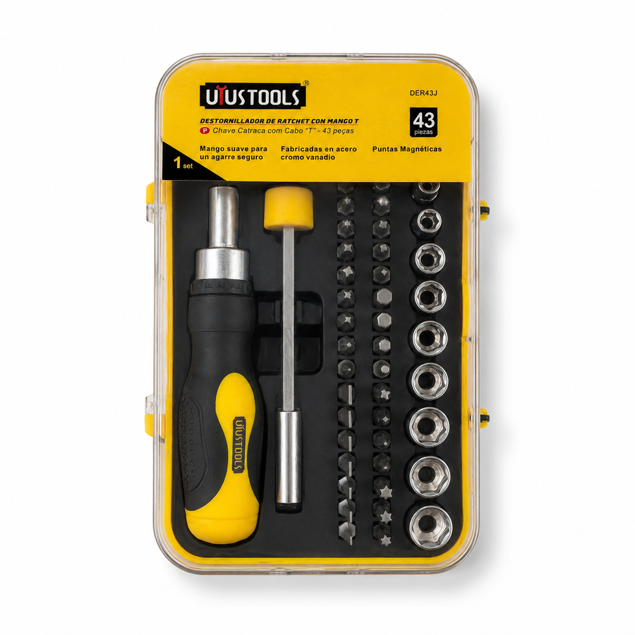 Set de Destornillador Ratchet Uyus Tools con Mango T 43 Piezas