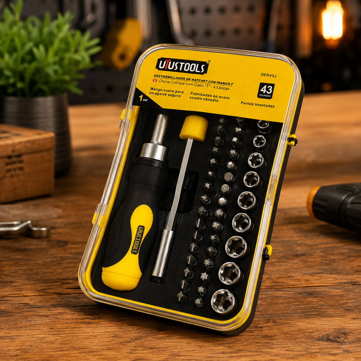Set de Destornillador Ratchet Uyus Tools con Mango T 43 Piezas