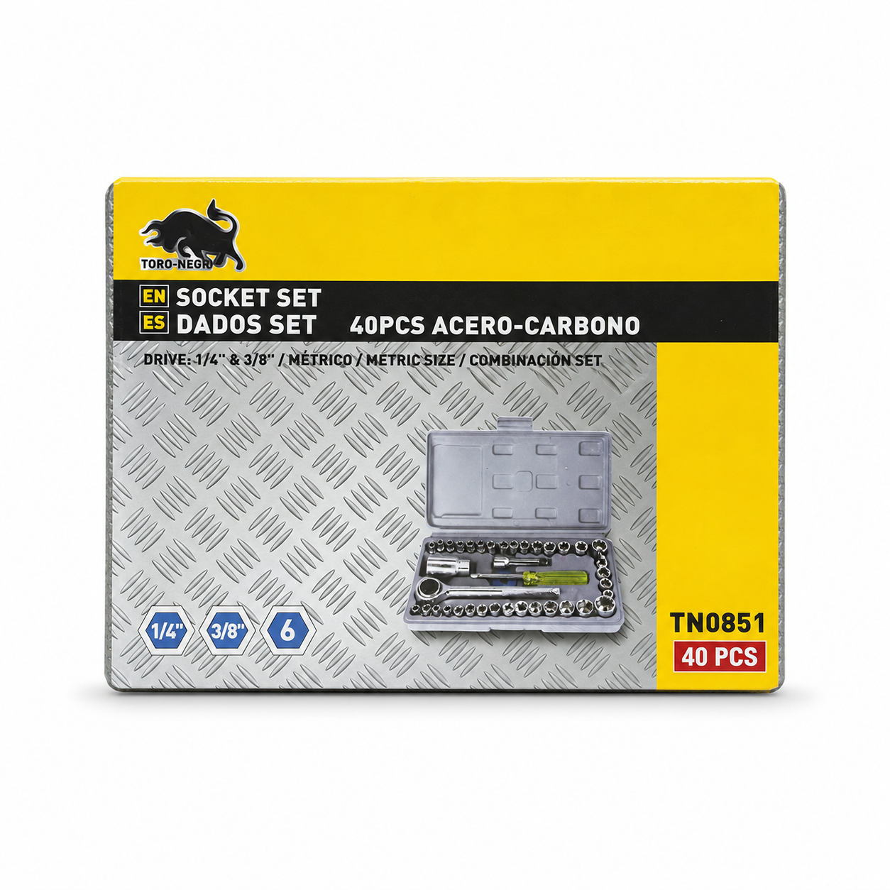 Set de Dados Toro Negro 40 Piezas en Acero al Carbono