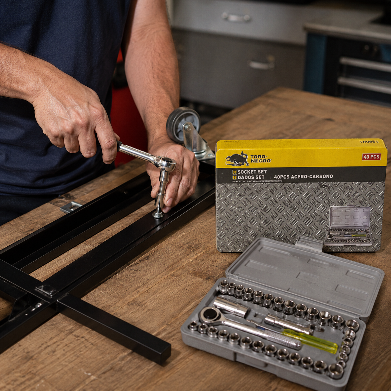 Set de Dados Toro Negro 40 Piezas en Acero al Carbono