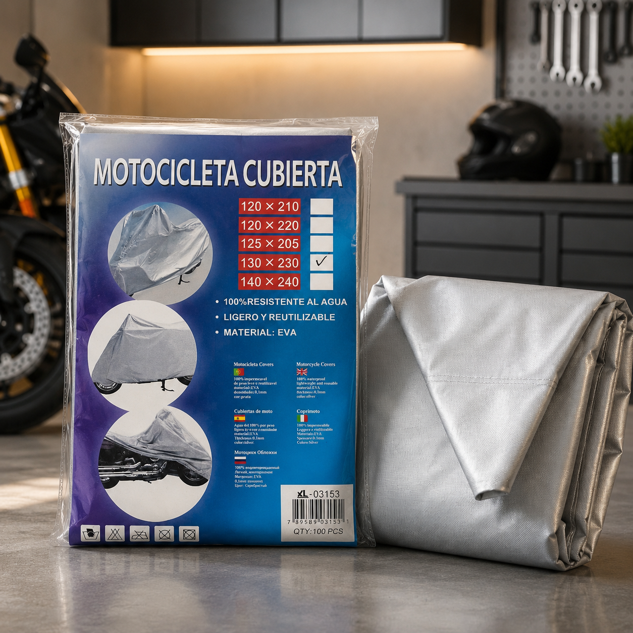 Cubre Moto Talla L 130 x 230 cm